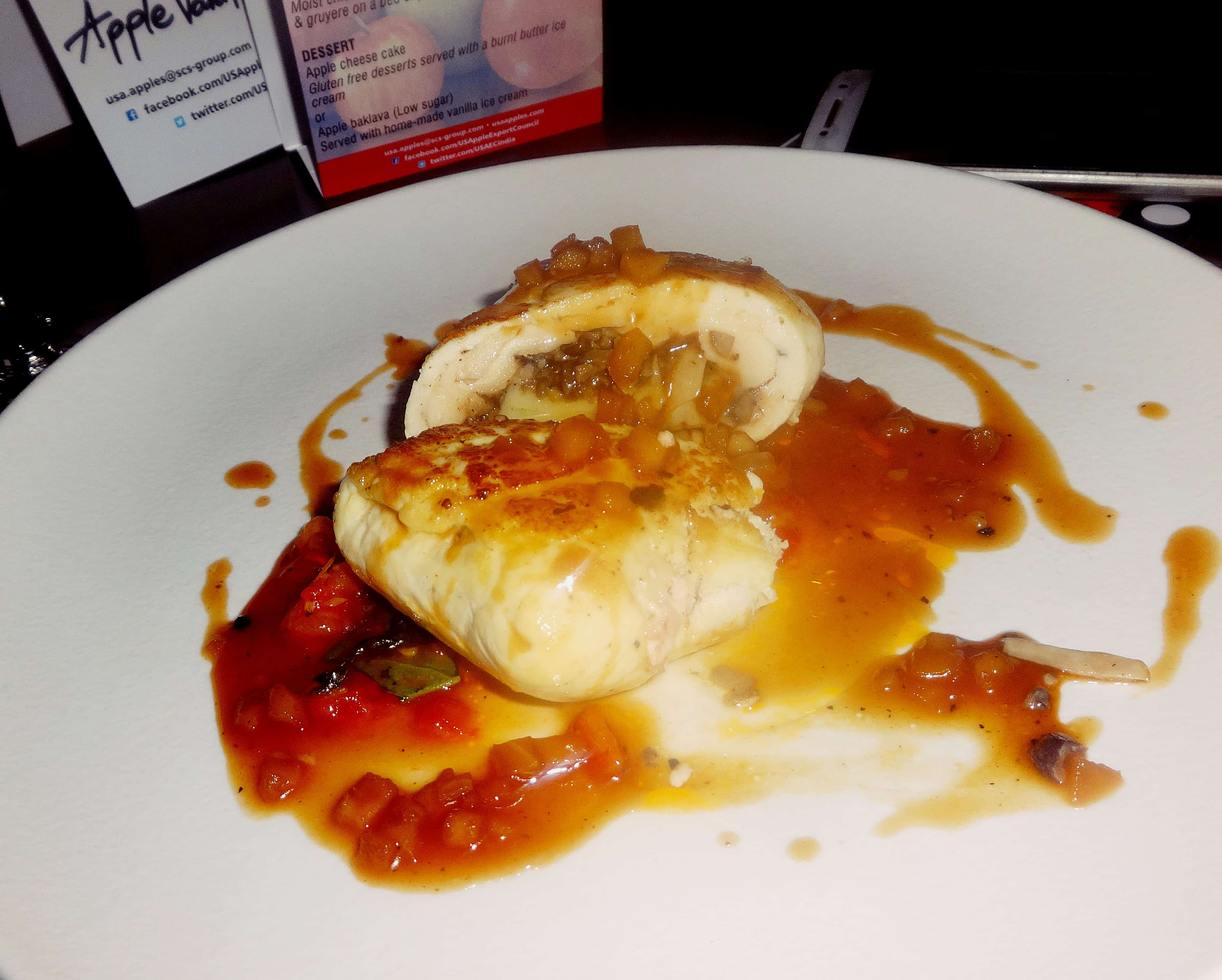 Chicken roulade with apple juice