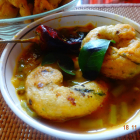 Medu vada and Sambar[snacks made from split black gram lentils]