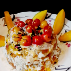 Mango and white chocolate cake with aquafava