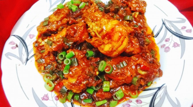 Sweet and sour  GarlicChilly Prawn