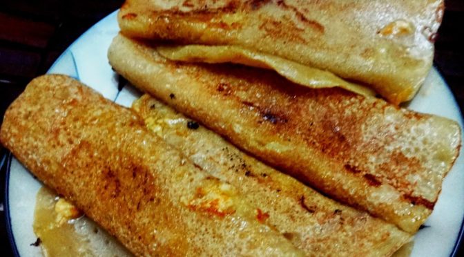 Patishapta( filling of caramelized carrot and coconut)