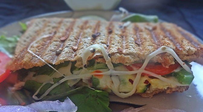 Grilled vegetable mozzarella sandwich