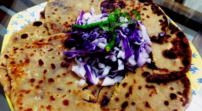 Purple cabbage stuffed paratha(Purple cabbage stuffed Indian flatbread)