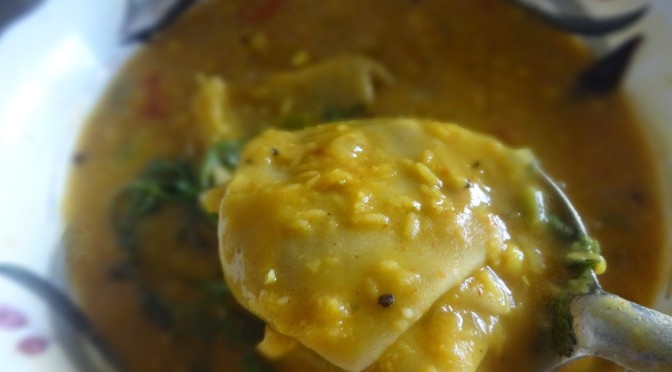 Dal Phool Curry (red lentils pasta)