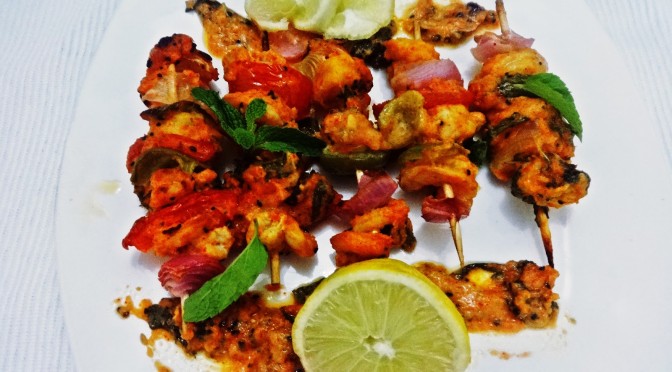 Lemon mint grilled prawns