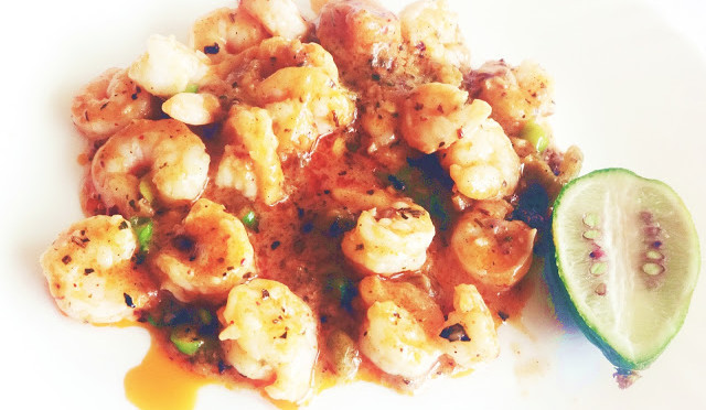 Prawns in tomato basil and lime sauce