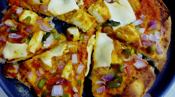 Kadai paneer pizza