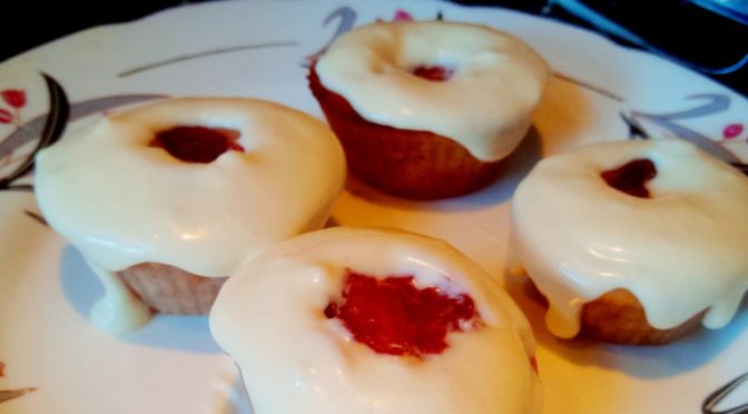 Strawberry filled cupcakes