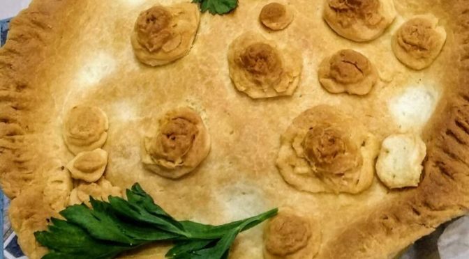 Pizza rustika (Italian Easter pizza) a vegetarian egg-less version