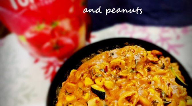 Fabsta Tomato ketchup Pasta with zucchini and peanuts