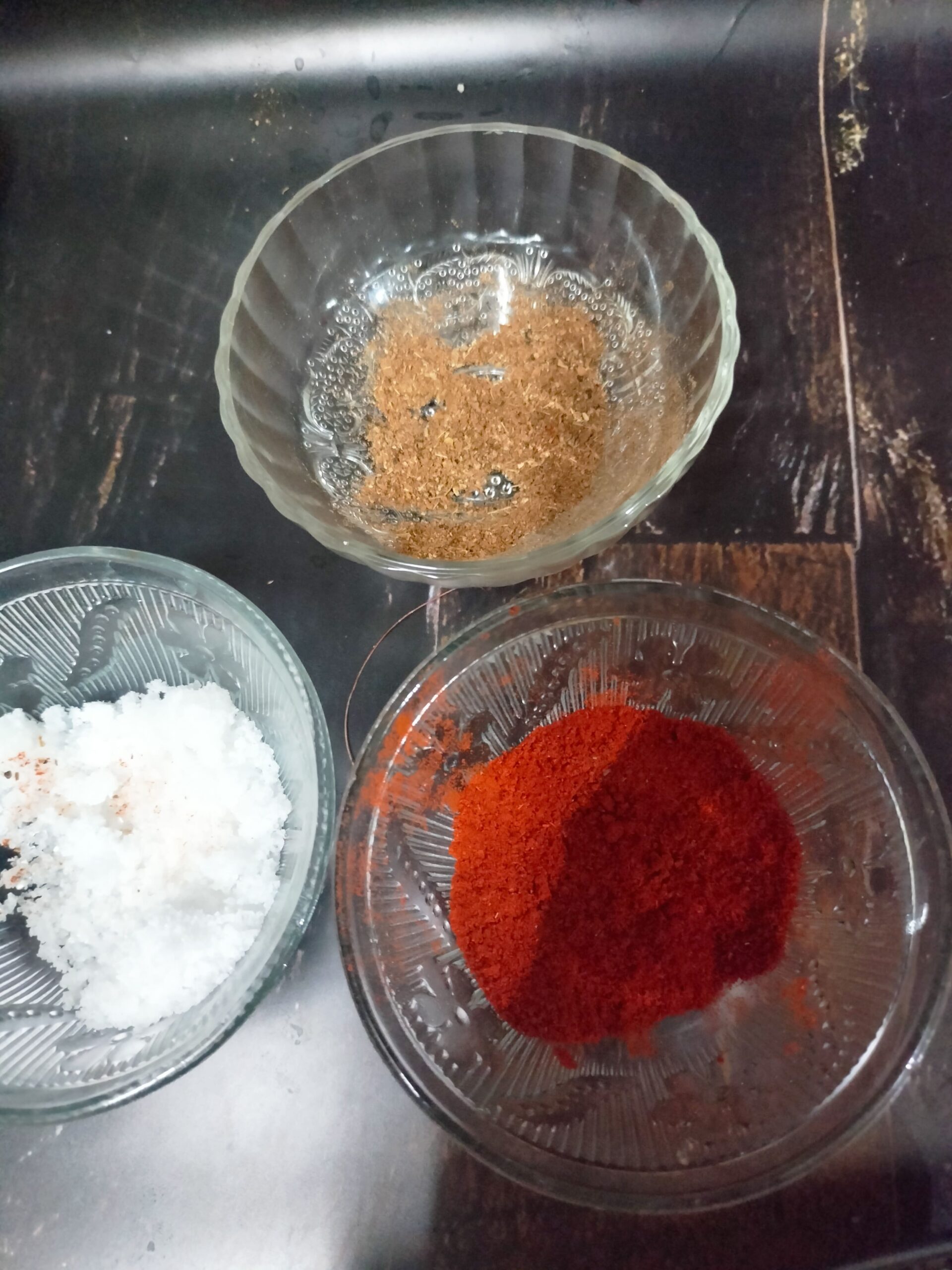 salt, chili powder and garam masala
