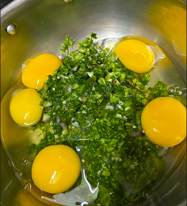 any day steamed eggs with spinach